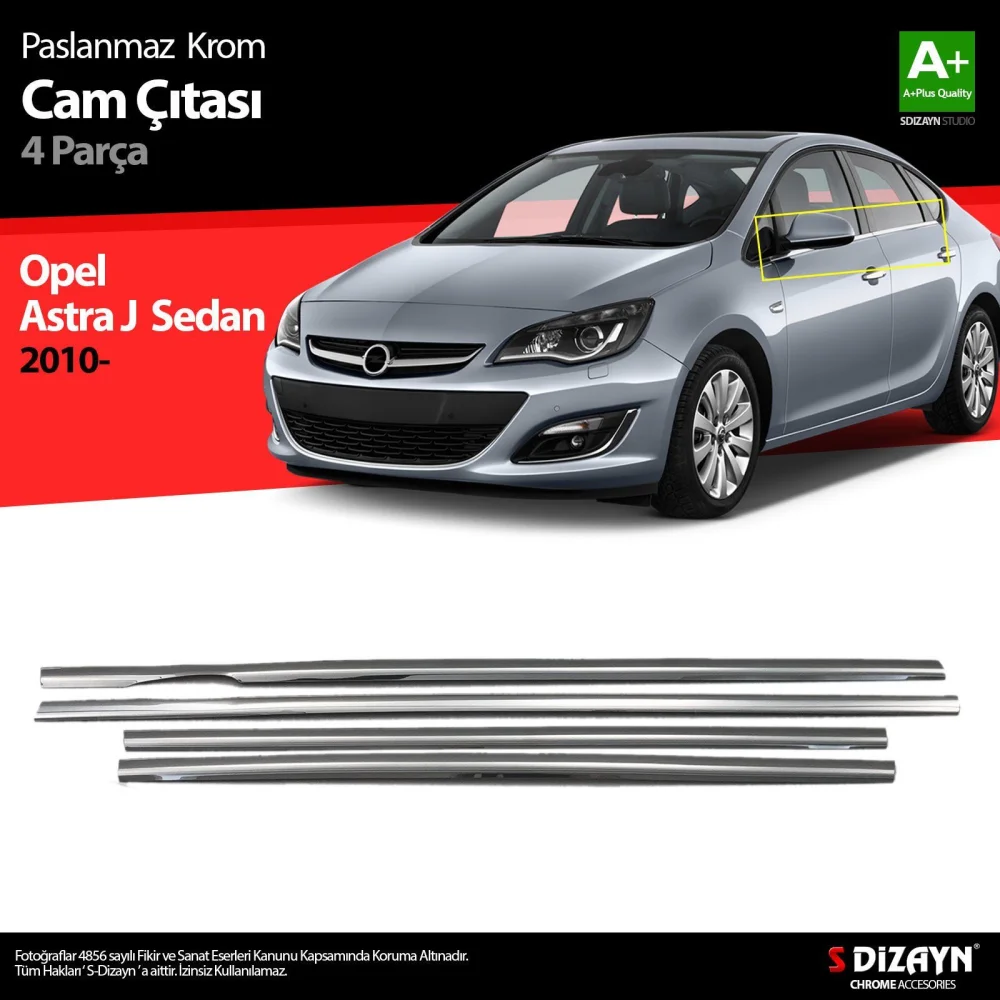 Drs Tuning Opel Astra J SD Krom Cam Çıtası 4 Prç 2012-2020