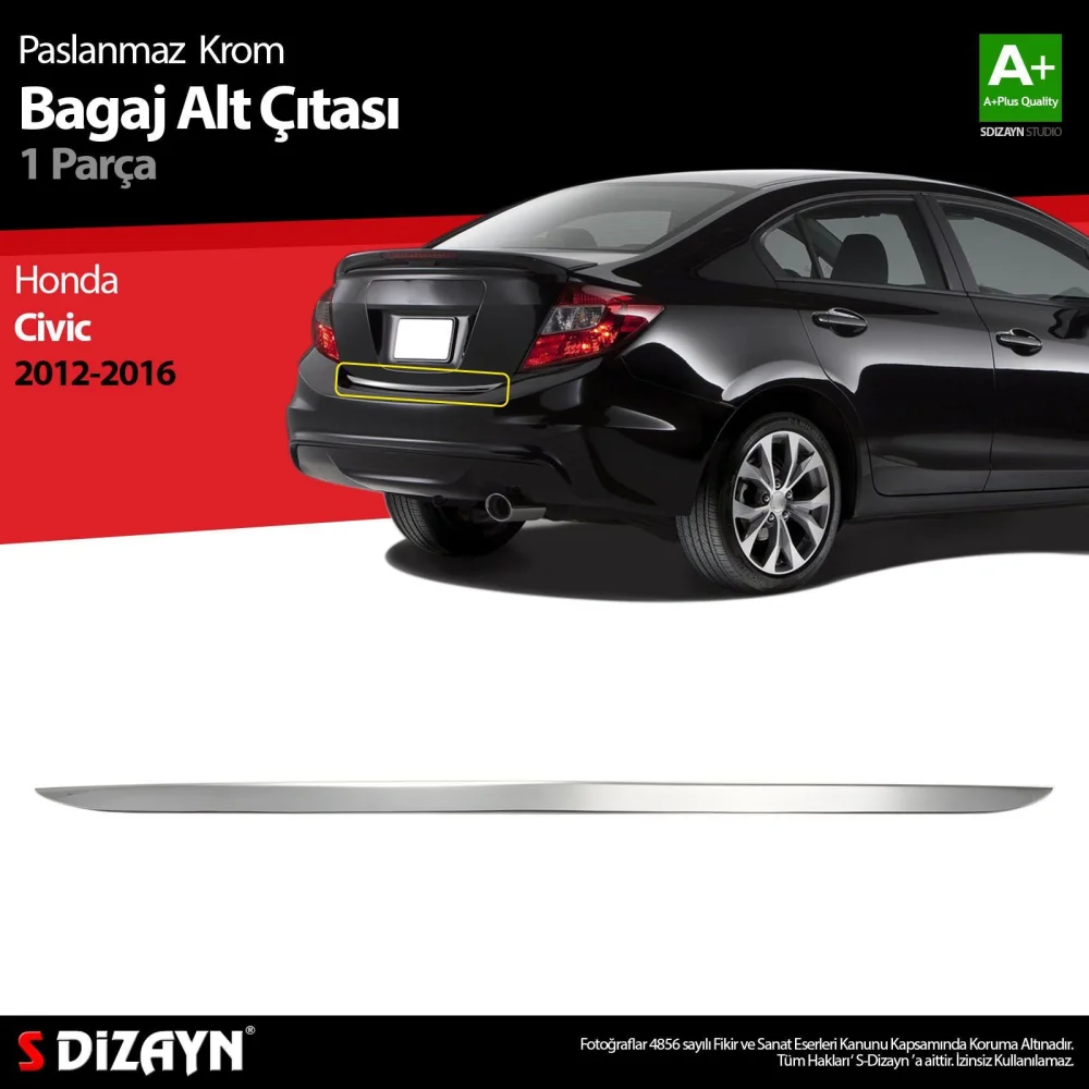 Drs Tuning Honda Civic Krom Bagaj Alt Çıta 2012-2016