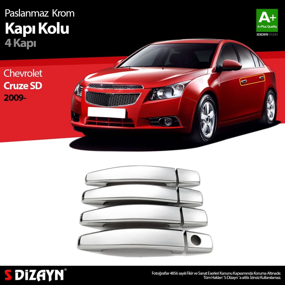 Chevrolet Cruze Uyumlu Sedan Krom Kapı Kolu 4 Kapı 2009 Üzeri