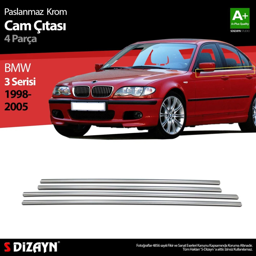 Drs Tuning Bmw 3 Serisi E46 Krom Cam Çıtası 4 Prç 1998-2005