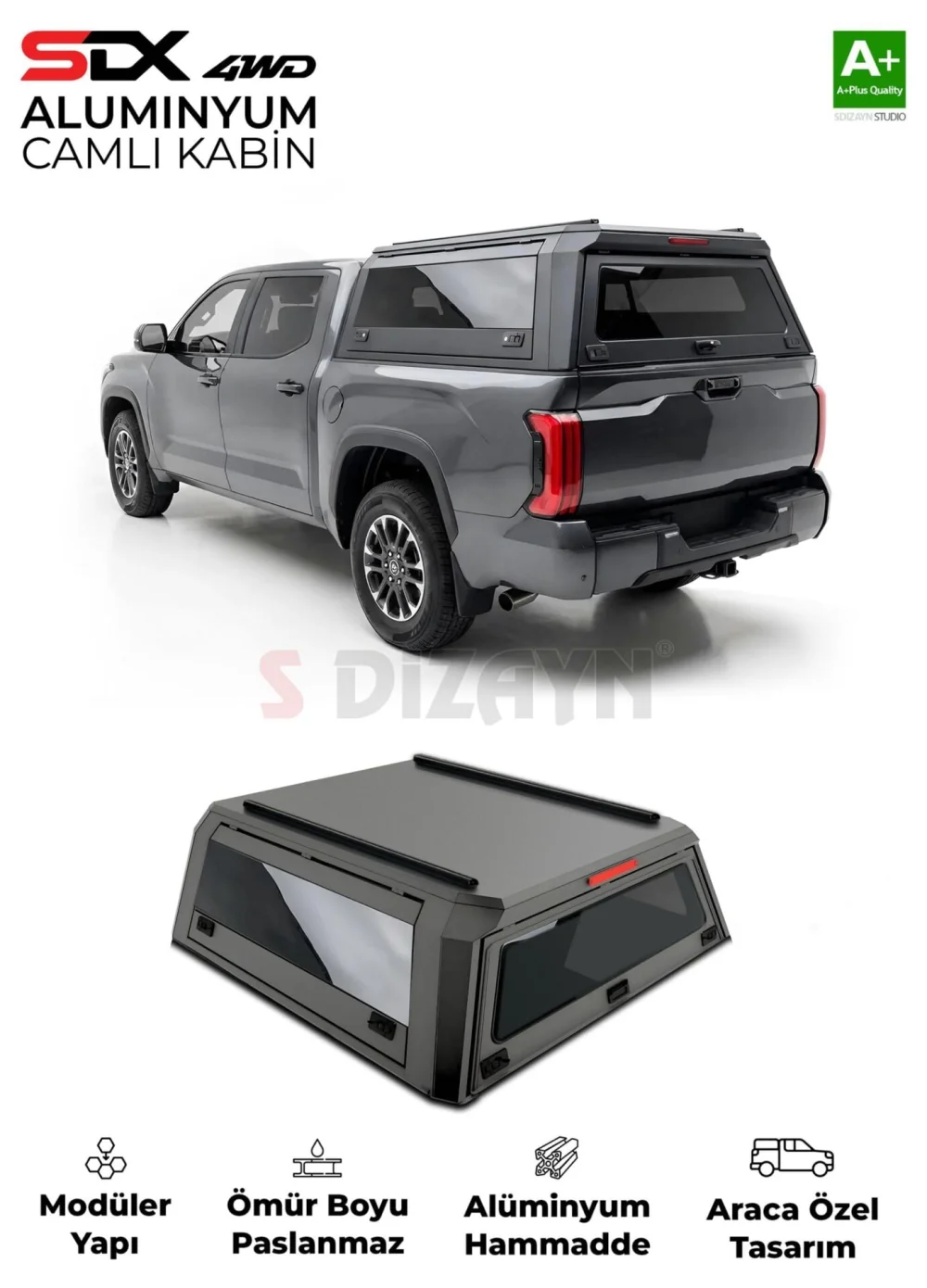 Drs Tuning SDX VW Amarok Aluminyum Pro Camlı Kabin 2010-2023
