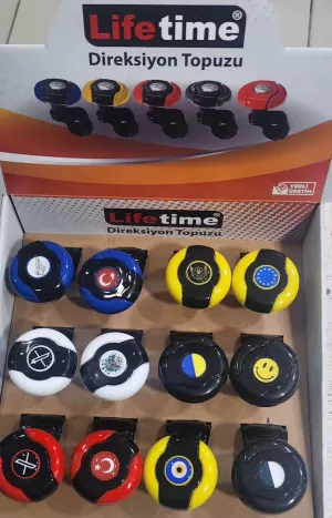 Sarı-Siyah Dönebilen Vites Topuzu Nazar Boncuğu Stickerlı - Görsel 2