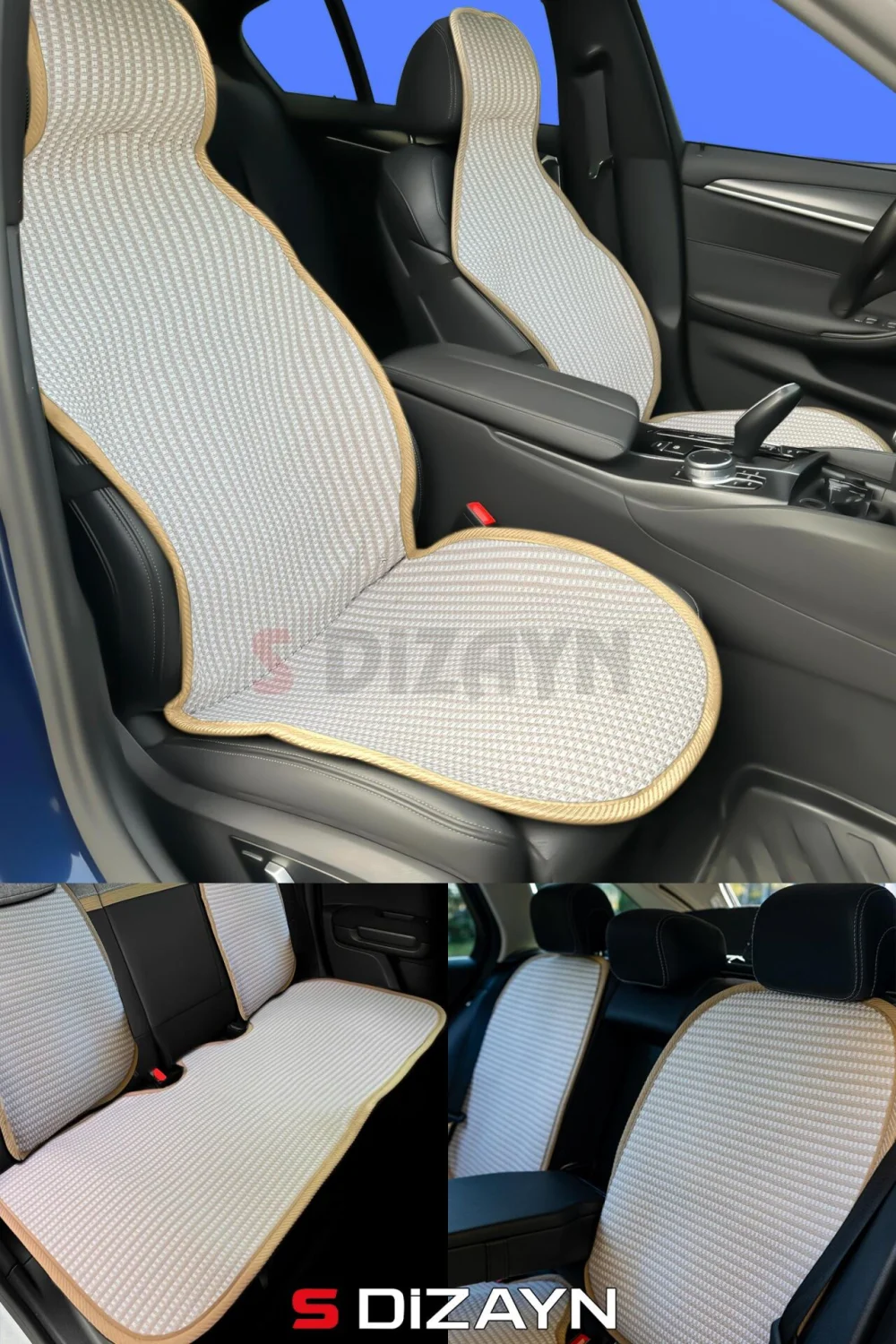 Drs Tuning Oto Koltuk Koruyucu Kılıf Set Krem Universal 2+3 Parça Ön Arka