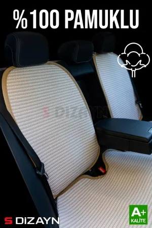 Drs Tuning Oto Koltuk Koruyucu Kılıf Set Krem Universal 2+3 Parça Ön Arka - Görsel 3