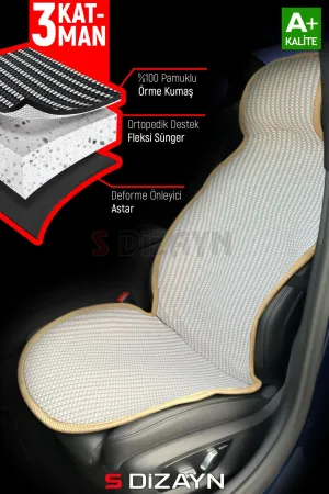 Drs Tuning Oto Koltuk Koruyucu Kılıf Set Krem Universal 2+3 Parça Ön Arka - Görsel 4