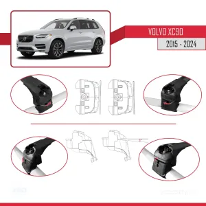 Volvo XC90 2015 ve Sonrası ile uyumlu ACE-2 Ara Atkı Tavan Barı SİYAH thumb 4