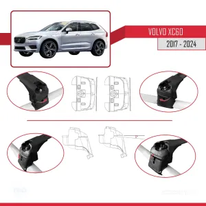 Volvo XC60 2017 ve Sonrası ile uyumlu ACE-2 Ara Atkı Tavan Barı SİYAH - Görsel 4