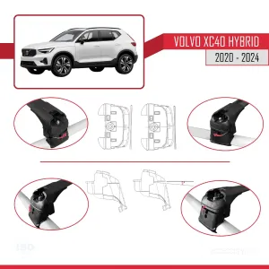 Volvo XC40 (Hybrid) 2020 ve Sonrası ile uyumlu ACE-2 Ara Atkı Tavan Barı SİYAH thumb 3