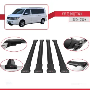 Volkswagen Multivan (T6) 2015 ve Sonrası ile uyumlu FLY Model Ara Atkı Tavan Barı SİYAH 4 ADET BAR thumb 4