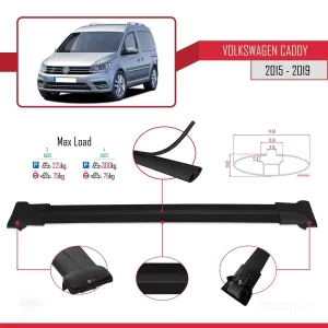 Volkswagen Caddy 2015-2019 Arası ile uyumlu FLY Model Ara Atkı Tavan Barı SİYAH 4 ADET BAR thumb 3