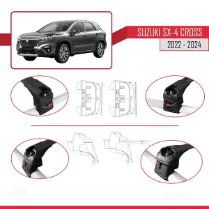 Suzuki SX4 S-Cross 2022 ve Sonrası ile uyumlu ACE-2 Ara Atkı Tavan Barı SİYAH - Görsel 3