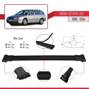 Skoda Octavia (1U) 1998-2004 Arası ile Uyumlu FLY Model Ara Atkı Tavan Barı SİYAH 3 ADET BAR - Görsel 4