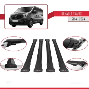 Renault Trafic 2014 ve Sonrası ile uyumlu FLY Model Ara Atkı Tavan Barı SİYAH 4 ADET BAR thumb 4