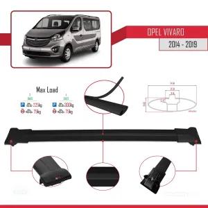 Opel Vivaro 2014-2019 Arası ile uyumlu FLY Model Ara Atkı Tavan Barı SİYAH 4 ADET BAR thumb 3
