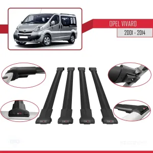 Opel Vivaro 2001-2014 Arası ile uyumlu FLY Model Ara Atkı Tavan Barı SİYAH 4 ADET BAR thumb 4