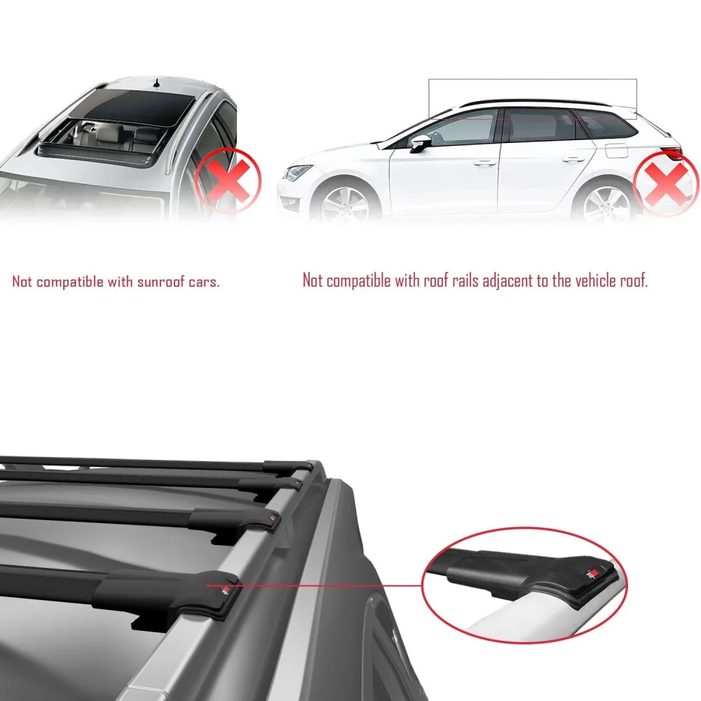 Opel Combo (D) 2012-2018 Arası ile uyumlu FLY Model Ara Atkı Tavan Barı SİYAH 4 ADET BAR