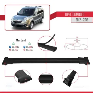 Opel Combo (D) 2012-2018 Arası ile uyumlu FLY Model Ara Atkı Tavan Barı SİYAH 4 ADET BAR - Görsel 3