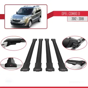 Opel Combo (D) 2012-2018 Arası ile uyumlu FLY Model Ara Atkı Tavan Barı SİYAH 4 ADET BAR - Görsel 4