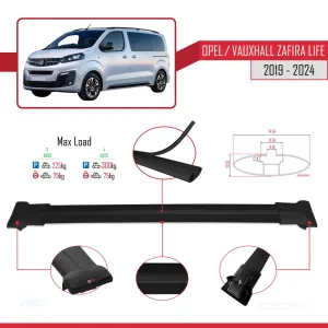 Opel / Vauxhall Zafira Life 2019 ve Sonrası ile uyumlu FLY Model Ara Atkı Tavan Barı SİYAH 4 ADET - Görsel 3