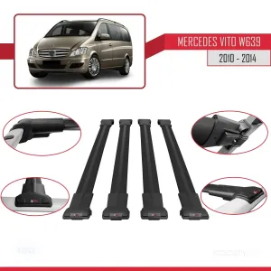 Mercedes Vito (W639) 2010-2014 Arası ile uyumlu FLY Model Ara Atkı Tavan Barı SİYAH 4 ADET BAR thumb 4