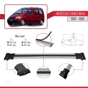 Mercedes Vaneo (W414) 2002-2005 Arası ile uyumlu FLY Model Ara Atkı Tavan Barı GRİ 3 ADET BAR thumb 4