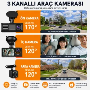 Geri Görüş Kamerası ile Üç Kameralı DVR / GUPR101 - Görsel 2