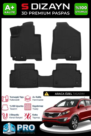Kia Sportage 2010-2015 (SL) uyumlu 3D Pro Havuzlu Paspas 2011-2015 A+ Kalite modelleri DRS Tuning'de. Kaliteli malzeme, hızlı kargo ve güvenli alışverişle