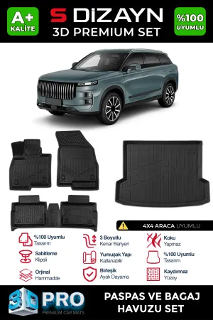 Chery Tiggo 7 uyumlu Jaecoo J7 4X4 3D Pro Havuzlu Paspas ve Bagaj Havuzu (2'li SET) 2024 Üzeri A+ Kalite modelleri DRS Tuning'de. Kaliteli malzeme, hızlı kargo