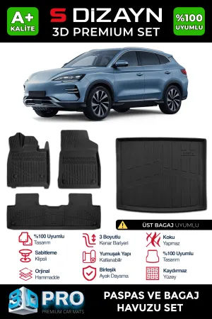 S-Dizayn BYD Seal U3D Pro Havuzlu Paspas ve Bagaj Havuzu Seti (2'li SET) Üst Bagaj 2024 Üzeri A+ Kalite thumb 1