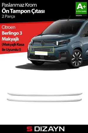 Drs Tuning Citroen Berlingo Makyajlı Krom Ön Tampon Çıtası 2 Prç 2024 Üzeri A+ Kalite