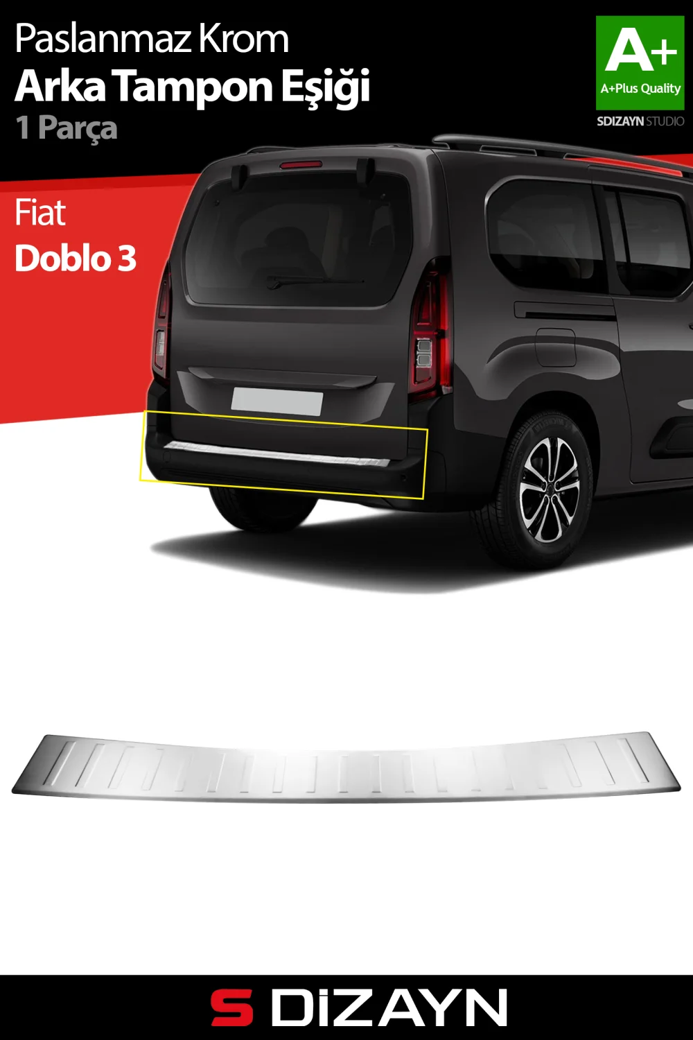 Drs Tuning Fiat Doblo 3 Krom Arka Tampon Eşiği 2023 Üzeri A+ Kalite