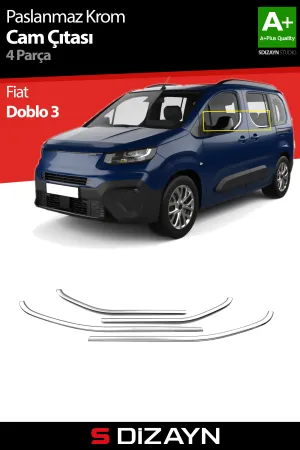 Drs Tuning Fiat Doblo 3 Krom Cam Çıtası 4 Prç 2022 Üzeri A+ Kalite