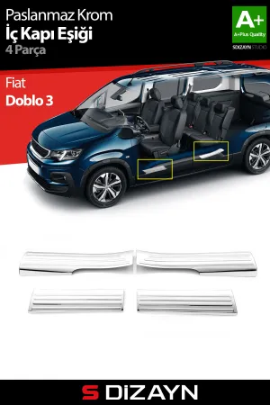 Drs Tuning Fiat Doblo 3 Krom İç Kapı Eşiği 4 Prç 2023 Üzeri A+ Kalite