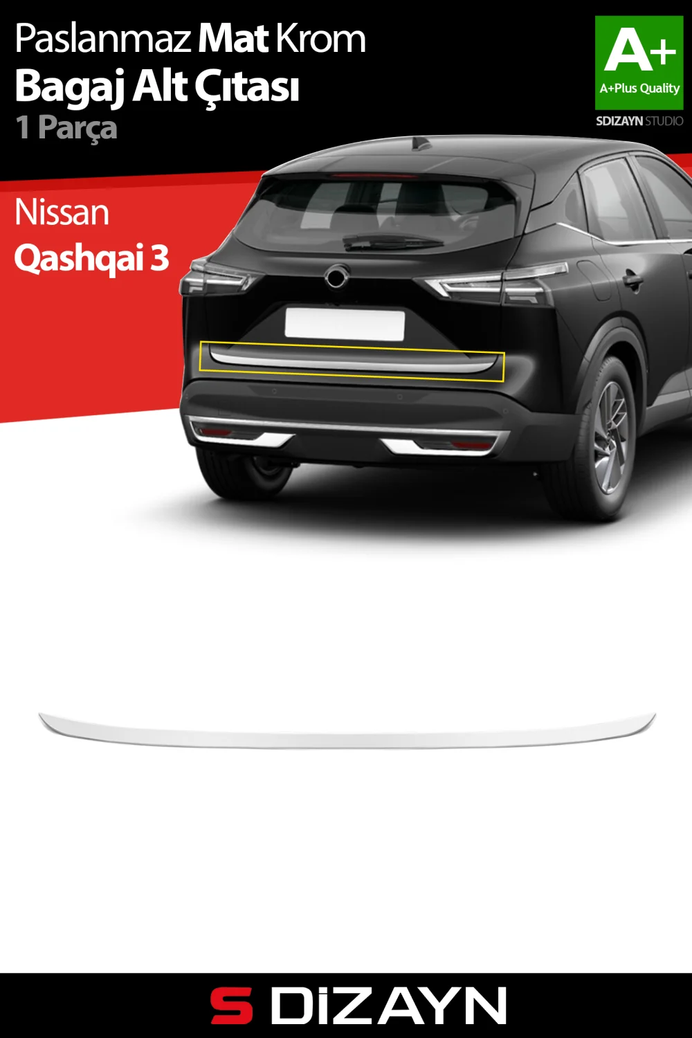 Drs Tuning Nissan Qashqai Krom Bagaj Alt Çıtası 2021 Üzeri A+ Kalite (Mat Krom)