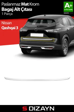Nissan Qashqai 2021-Günümüz (J12) uyumlu Krom Bagaj Alt Çıtası 2021 Üzeri A+ Kalite (Mat Krom) modelleri DRS Tuning'de. Kaliteli malzeme, hızlı kargo ve