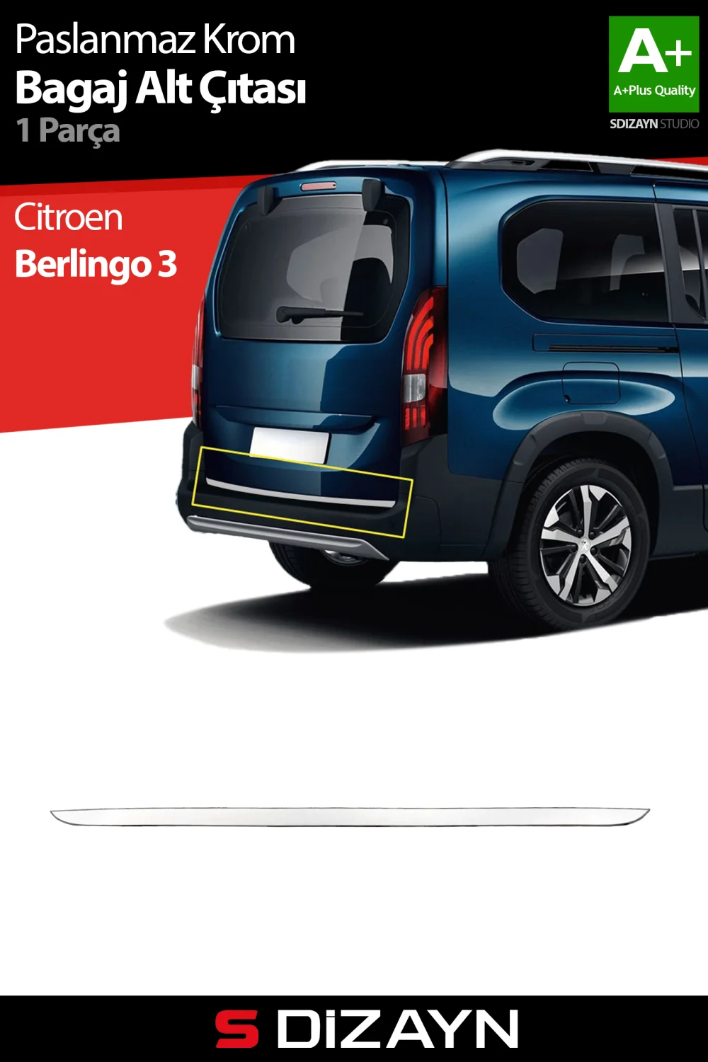 Drs Tuning Opel Combo E Krom Bagaj Alt Çıtası 2019 Üzeri A+ Kalite