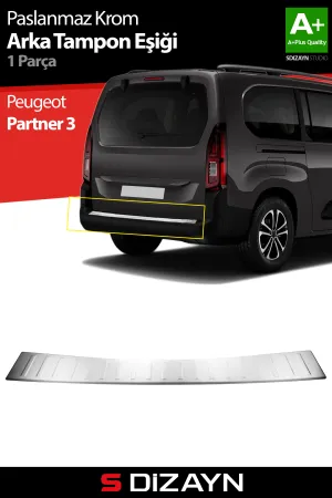 Drs Tuning Peugeot Partner 3 Krom Arka Tampon Eşiği 2019 Üzeri A+ Kalite