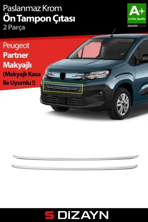 Drs Tuning Peugeot Partner Makyajlı Krom Ön Tampon Çıtası 2 Prç 2023 Üzeri A+ Kalite