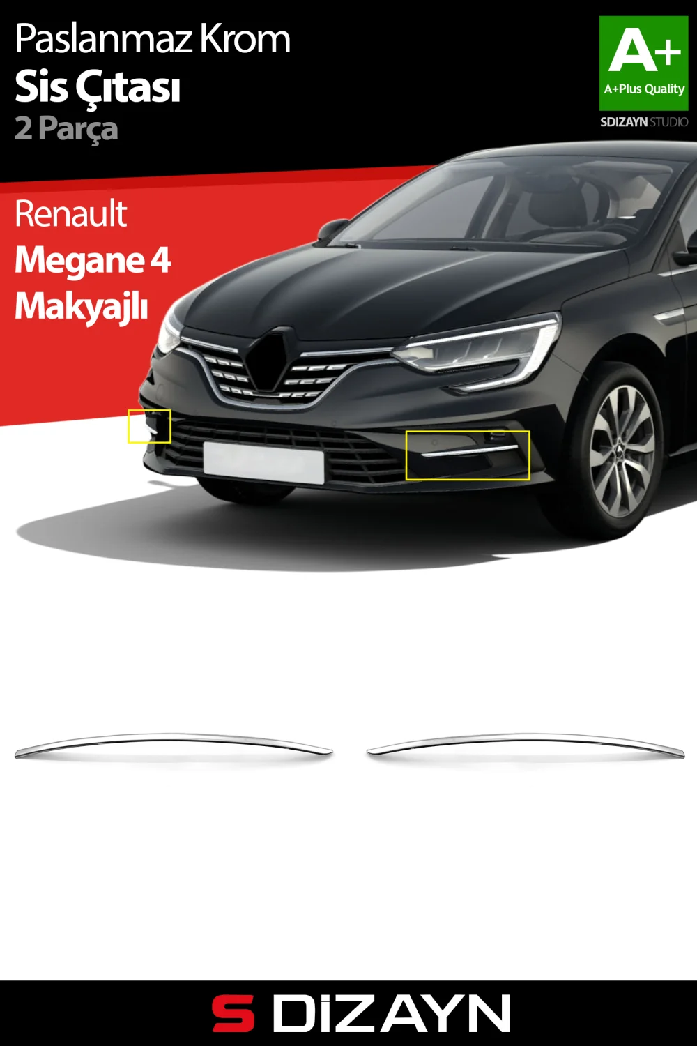 Drs Tuning Renault Megane 4 Makyajlı Krom Sis Çıtası 2 Prç 2020 Üzeri A+ Kalite