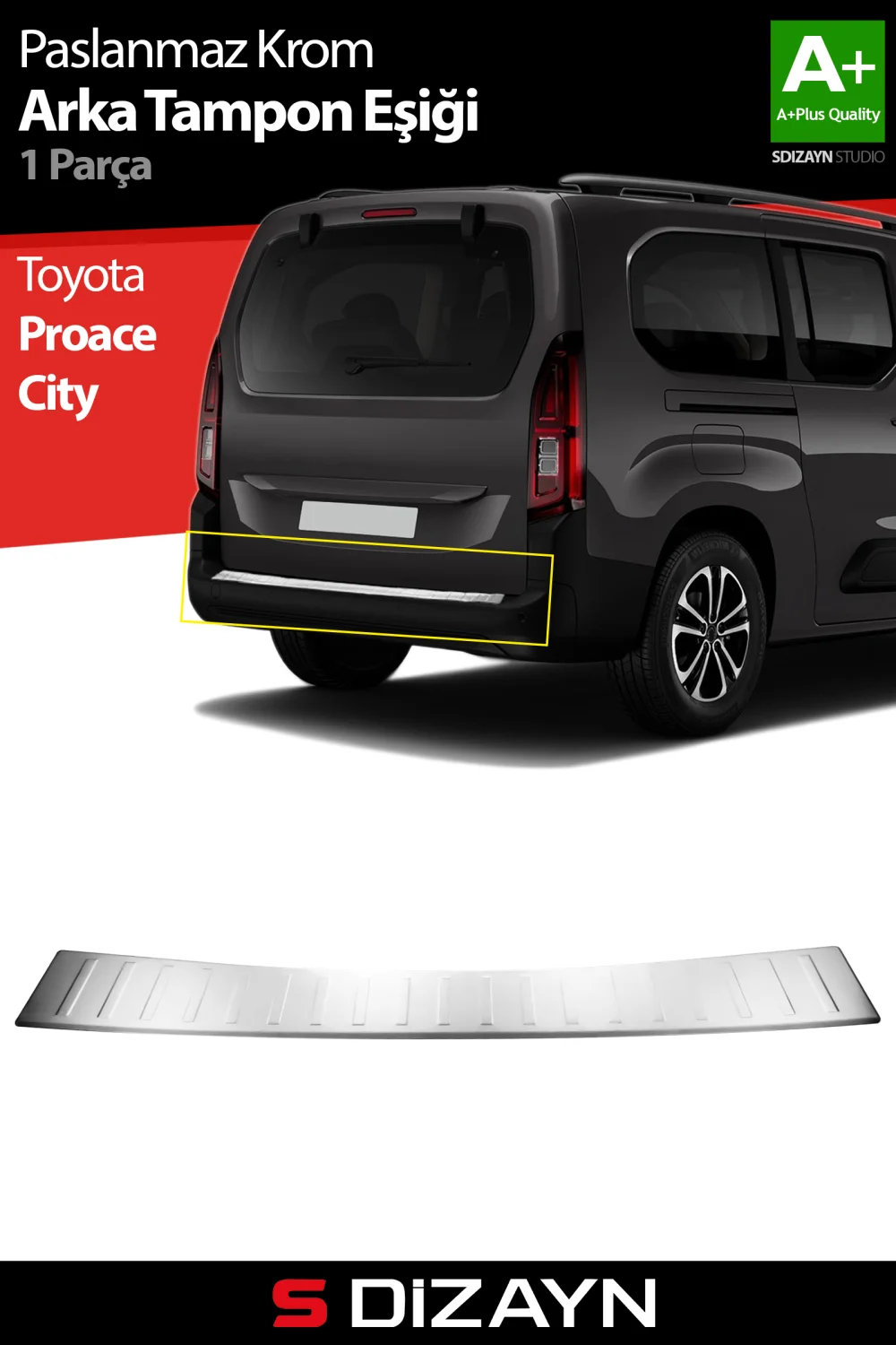 Drs Tuning Toyota Proace City Krom Arka Tampon Eşiği 2018 Üzeri A+ Kalite
