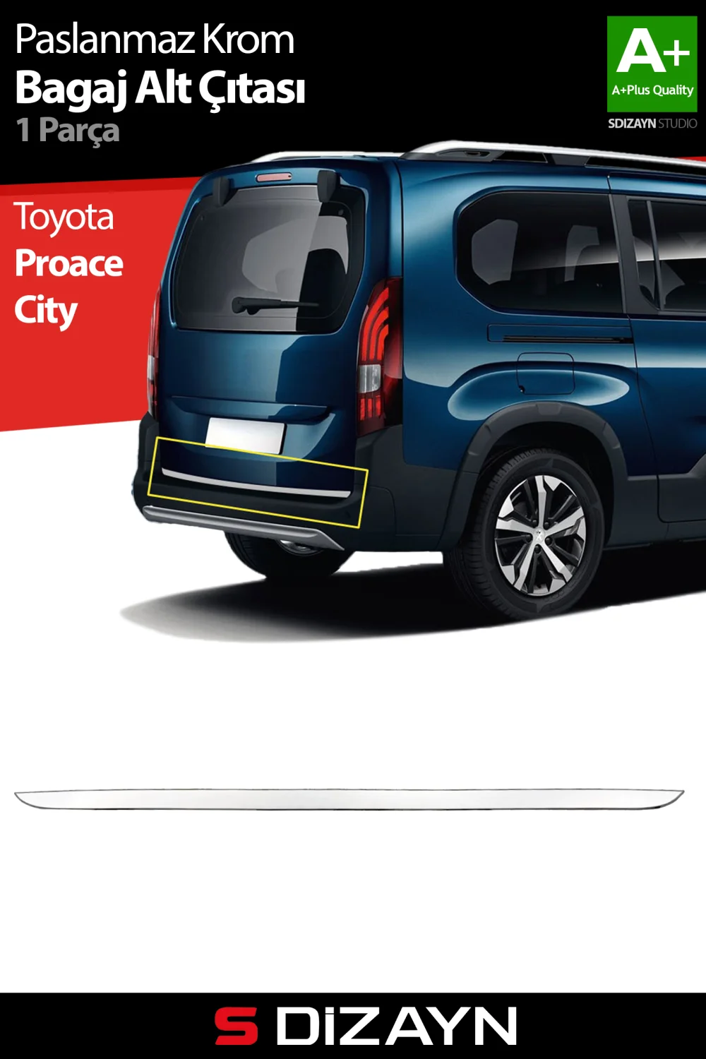 Drs Tuning Toyota Proace City Krom Bagaj Alt Çıtası 2019 Üzeri A+ Kalite