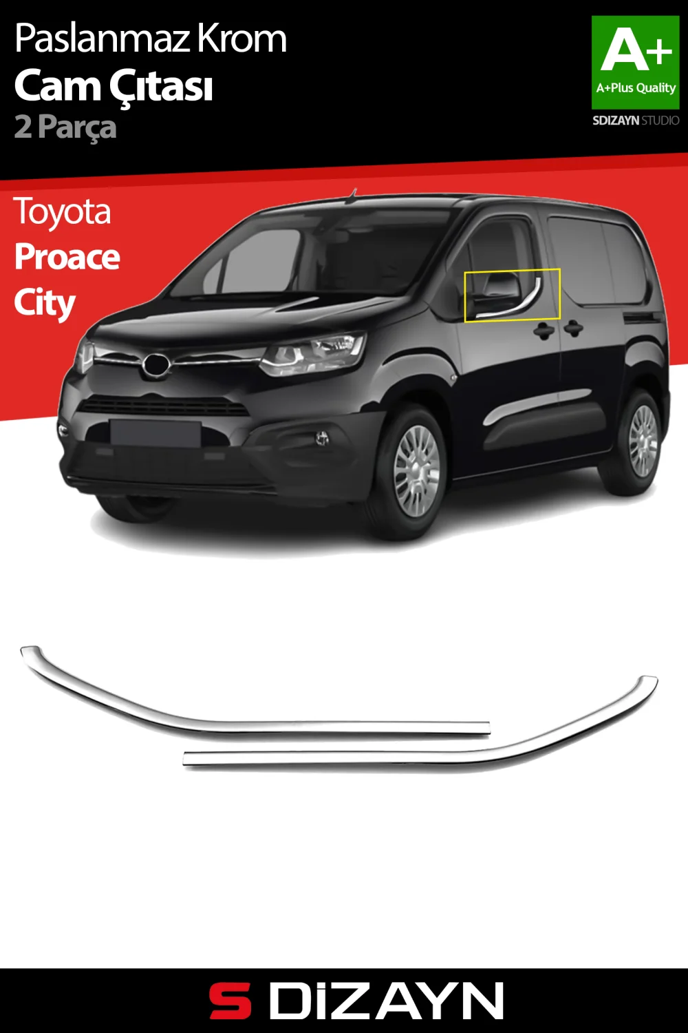 Drs Tuning Toyota Proace City Krom Cam Çıtası 2 Prç 2019 Üzeri A+ Kalite