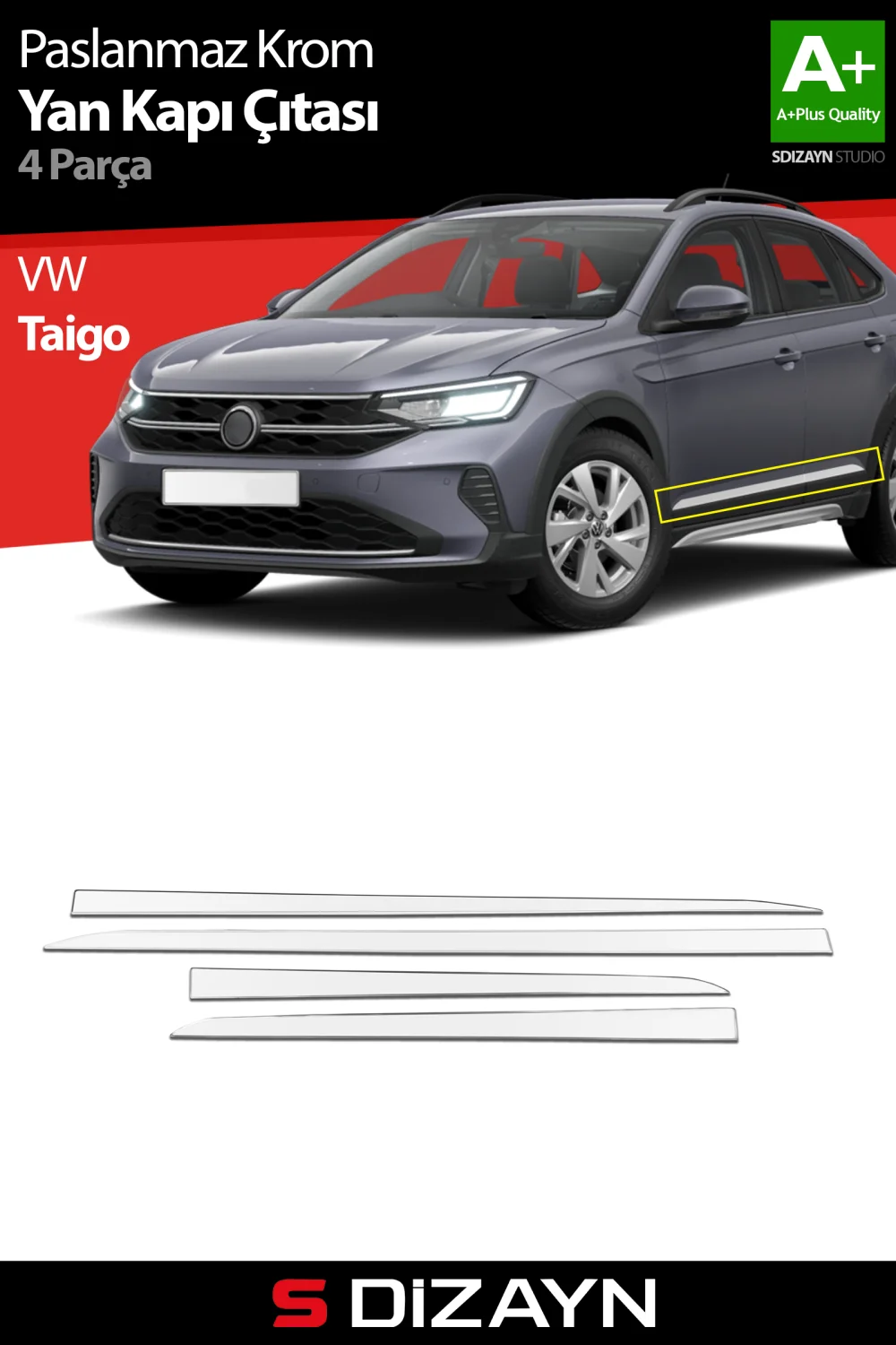 Drs Tuning VW Taigo Krom Yan Kapı Çıtası 4 Prç 2020 Üzeri A+ Kalite