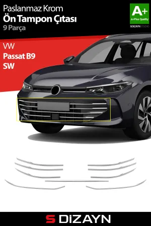 Drs Tuning Vw Passat B9 Sw Krom Ön Tampon Çıtası 9 Prç. 2024 Üzeri A+ Kalite