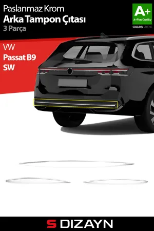 Drs Tuning Vw Passat B9 Sw Krom Arka Tampon Çıtası 3 Prç. 2024 Üzeri A+ Kalite