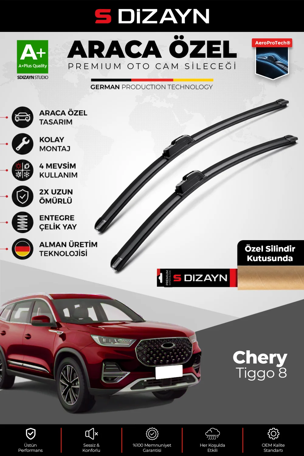 Chery Tiggo 8 Ön Cam Silecek Seti 2023 Üzeri Premium Araca Özel 60-45 Cm  A+ Kalite