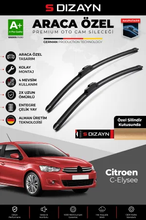 Citroen C-Elysee Ön Cam Silecek Seti 2012 Üzeri Premium Araca Özel 60-40 Cm  A+ Kalite