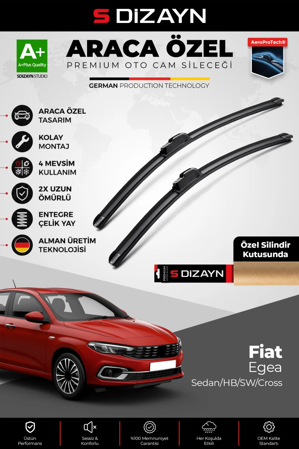 Fiat Egea Ön Cam Silecek Seti 2015 Üzeri Premium Araca Özel 65-40 Cm  A+ Kalite