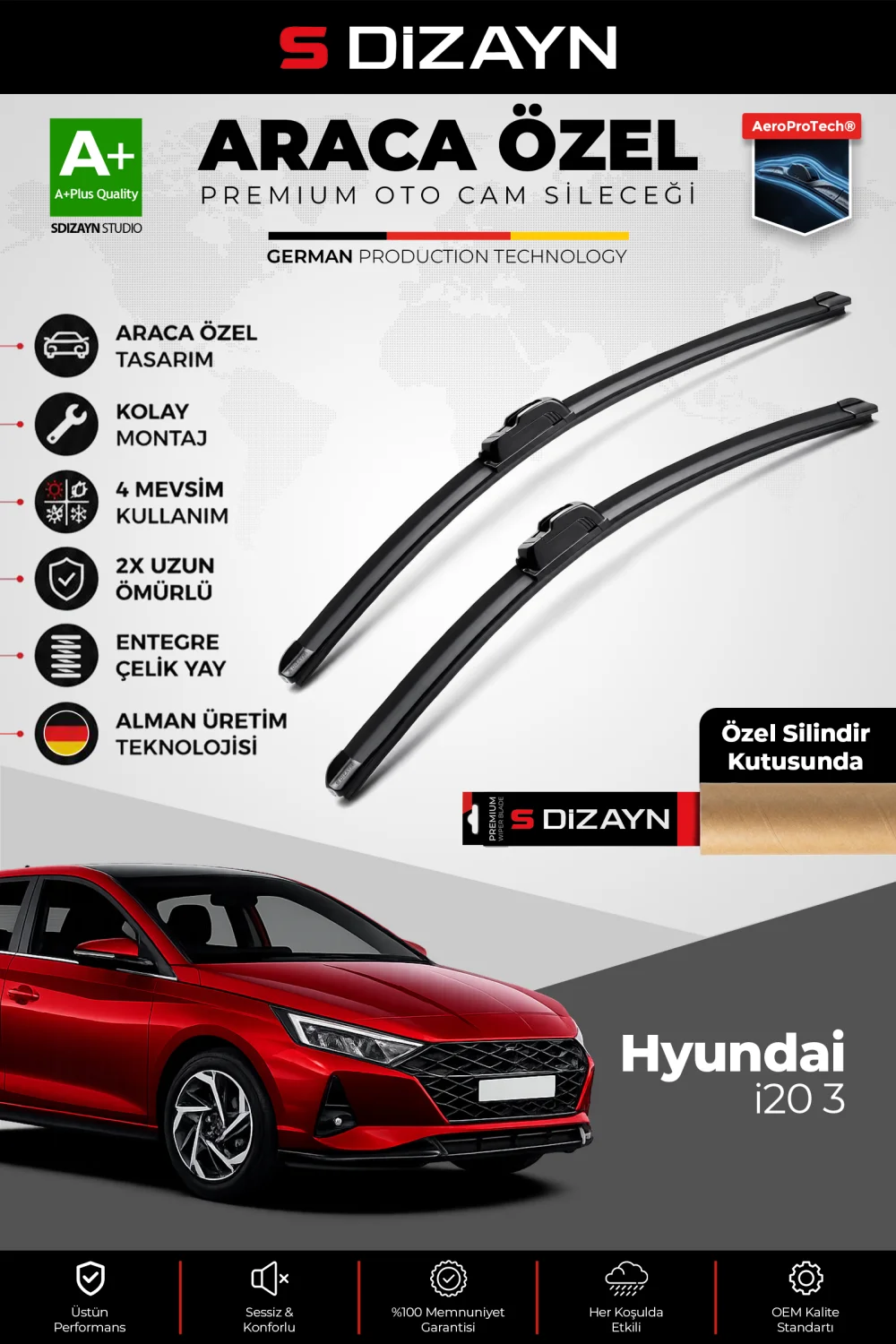 Hyundai i20 Ön Cam Silecek Seti 2020 Üzeri Premium Araca Özel 60-38 Cm  A+ Kalite
