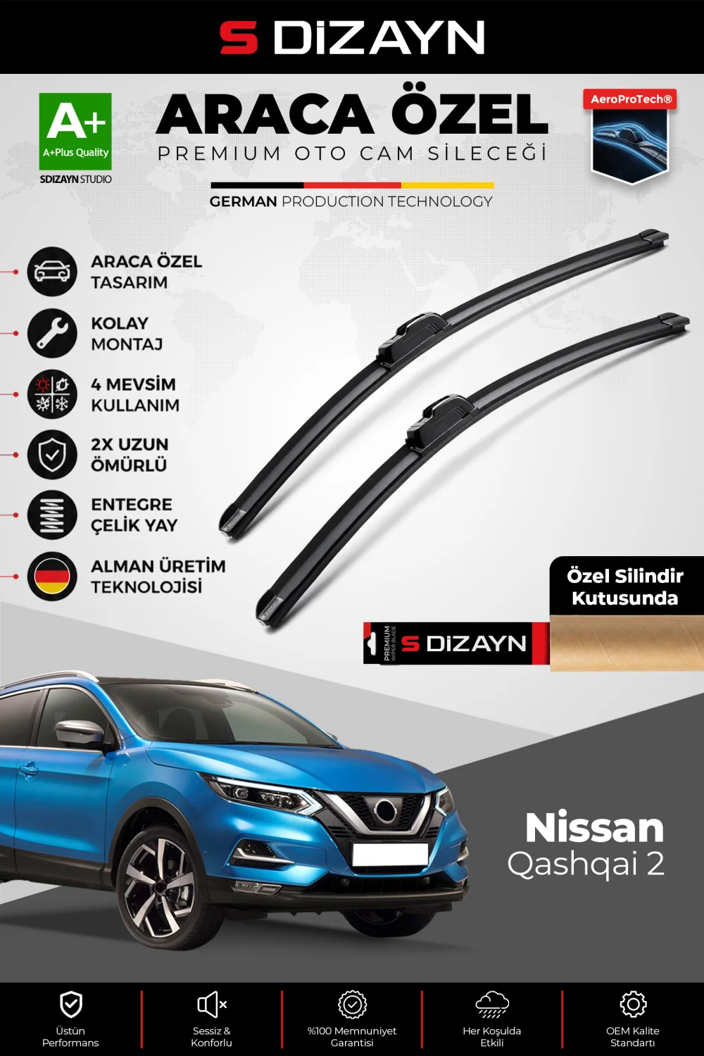 Nissan Qashqai 2 Ön Cam Silecek Seti 2013-2021 Premium Araca Özel 65-43 Cm  A+ Kalite